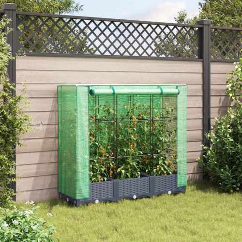 Jardinière surélevée avec housse aspect rotin 120x40x123 cm - Photo n°3; ?>