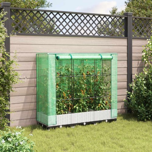 Jardinière surélevée avec housse aspect rotin 120x40x123 cm - Photo n°3; ?>