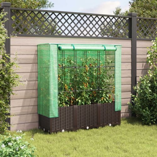 Jardinière surélevée avec housse aspect rotin 120x40x138 cm - Photo n°3; ?>