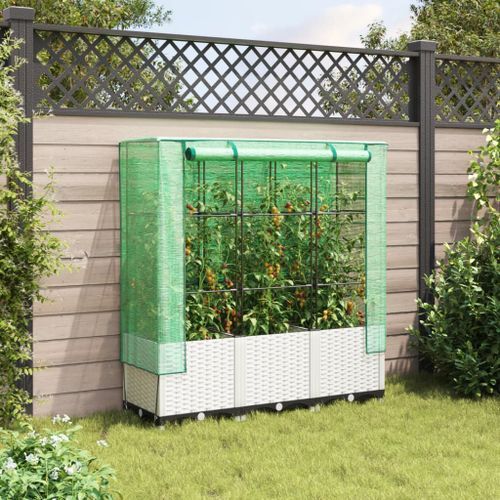 Jardinière surélevée avec housse aspect rotin 120x40x138 cm - Photo n°3; ?>