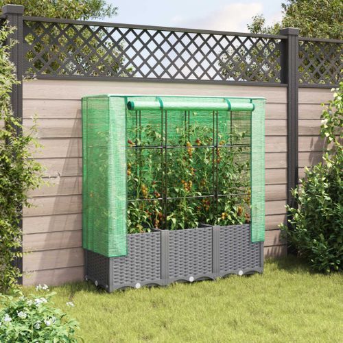 Jardinière surélevée avec housse aspect rotin 120x40x138 cm - Photo n°3; ?>