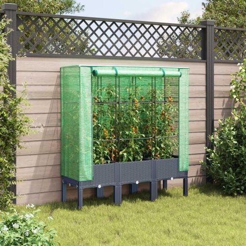 Jardinière surélevée avec housse aspect rotin 120x40x140 cm - Photo n°3; ?>