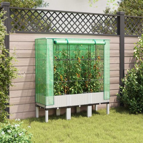 Jardinière surélevée avec housse aspect rotin 120x40x140 cm - Photo n°3; ?>