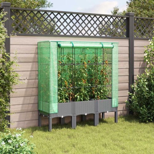 Jardinière surélevée avec housse aspect rotin 120x40x140 cm - Photo n°3; ?>