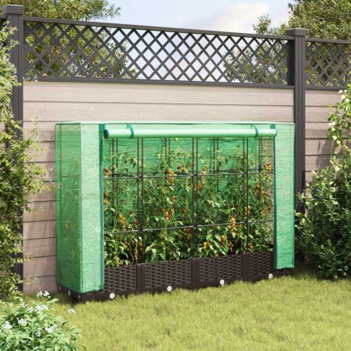 Jardinière surélevée avec housse aspect rotin 160x40x123 cm - Photo n°3; ?>