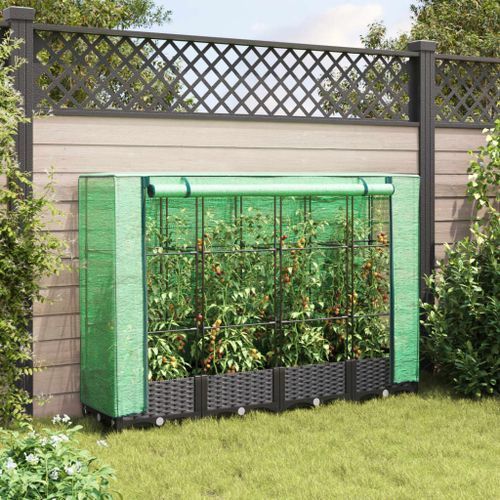 Jardinière surélevée avec housse aspect rotin 160x40x123 cm - Photo n°3; ?>