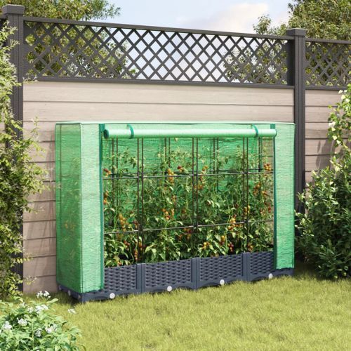 Jardinière surélevée avec housse aspect rotin 160x40x123 cm - Photo n°3; ?>