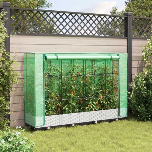 Jardinière surélevée avec housse aspect rotin 160x40x123 cm - Photo n°3; ?>