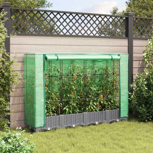 Jardinière surélevée avec housse aspect rotin 160x40x123 cm - Photo n°3; ?>