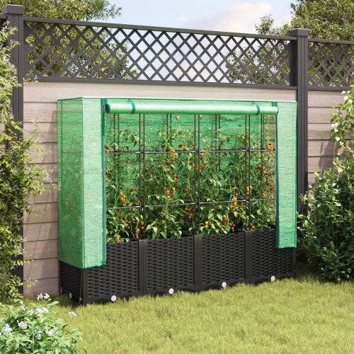 Jardinière surélevée avec housse aspect rotin 160x40x138 cm - Photo n°3; ?>