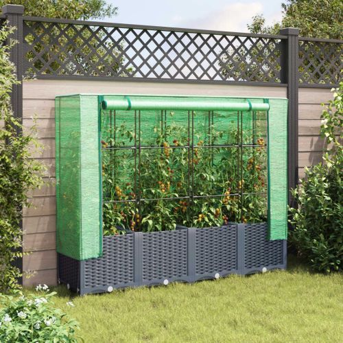 Jardinière surélevée avec housse aspect rotin 160x40x138 cm - Photo n°3; ?>