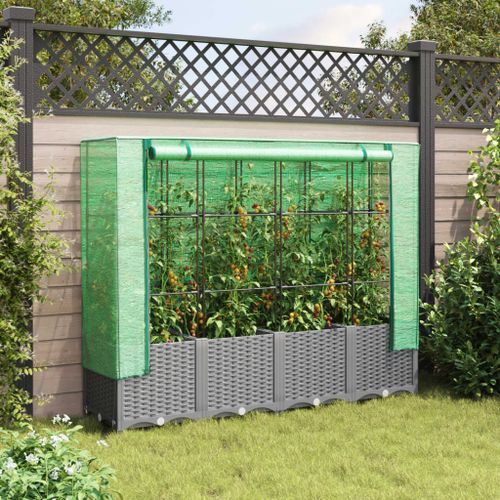 Jardinière surélevée avec housse aspect rotin 160x40x138 cm - Photo n°3; ?>