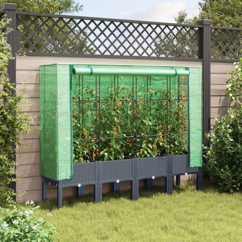 Jardinière surélevée avec housse aspect rotin 160x40x140 cm - Photo n°3; ?>