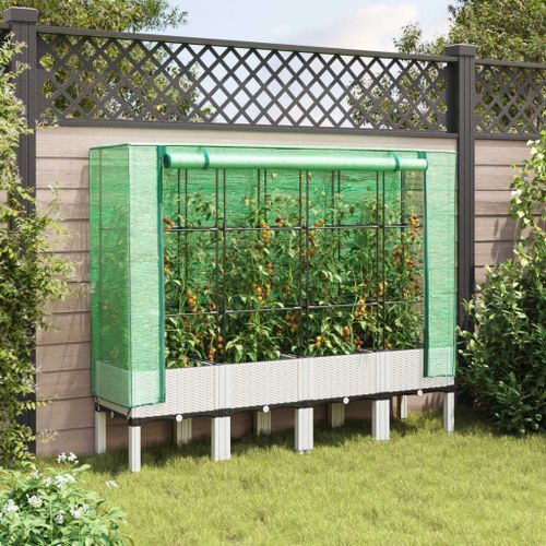 Jardinière surélevée avec housse aspect rotin 160x40x140 cm - Photo n°3; ?>