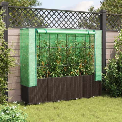 Jardinière surélevée avec housse aspect rotin 160x40x153 cm - Photo n°3; ?>