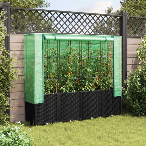 Jardinière surélevée avec housse aspect rotin 160x40x153 cm - Photo n°3; ?>