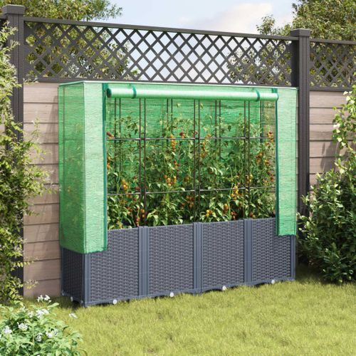 Jardinière surélevée avec housse aspect rotin 160x40x153 cm - Photo n°3; ?>