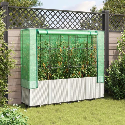 Jardinière surélevée avec housse aspect rotin 160x40x153 cm - Photo n°3; ?>