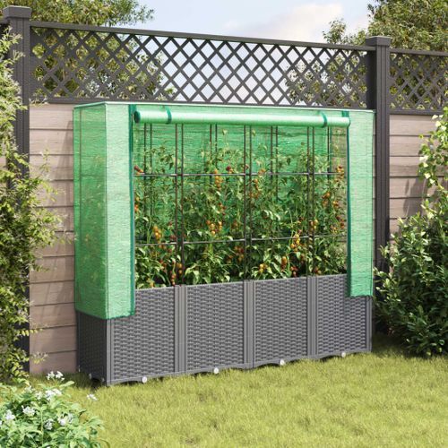 Jardinière surélevée avec housse aspect rotin 160x40x153 cm - Photo n°3; ?>