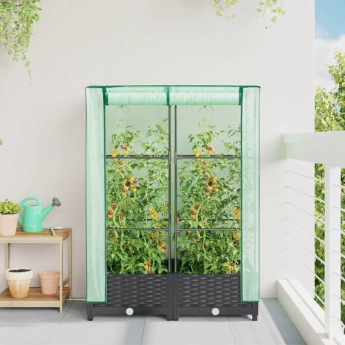 Jardinière surélevée avec housse aspect rotin 80x40x123 cm - Photo n°3; ?>