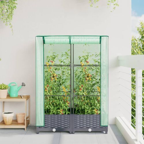 Jardinière surélevée avec housse aspect rotin 80x40x123 cm - Photo n°3; ?>