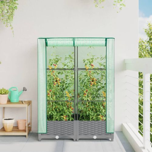 Jardinière surélevée avec housse aspect rotin 80x40x123 cm - Photo n°3; ?>