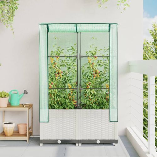 Jardinière surélevée avec housse aspect rotin 80x40x138 cm - Photo n°3; ?>