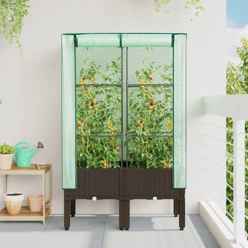 Jardinière surélevée avec housse aspect rotin 80x40x140 cm - Photo n°3; ?>