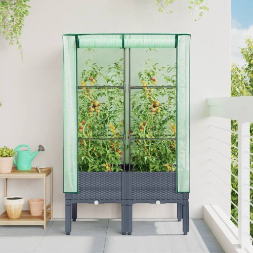 Jardinière surélevée avec housse aspect rotin 80x40x140 cm - Photo n°3; ?>