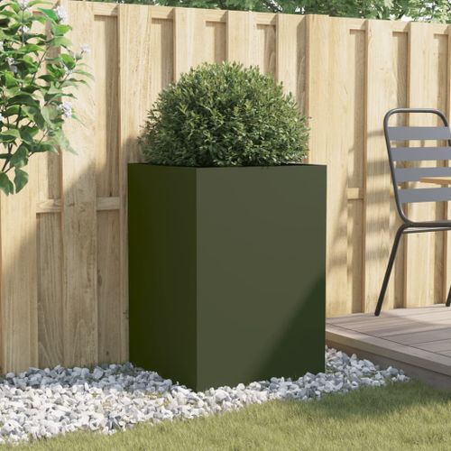 Jardinière vert olive 52x48x75 cm acier laminé à froid - Photo n°3; ?>