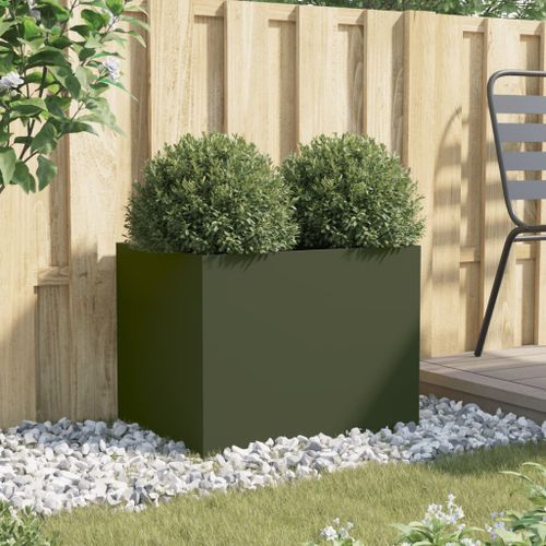 Jardinière vert olive 62x47x46 cm acier laminé à froid - Photo n°3; ?>