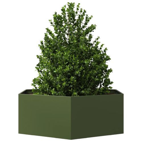 Jardinière vert olive hexagone 138x120x45 cm acier - Photo n°3; ?>