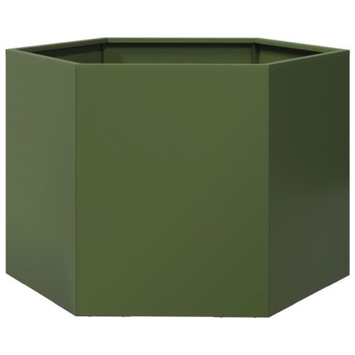 Jardinière vert olive hexagone 69x60x45 cm acier - Photo n°2; ?>