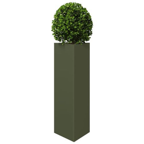 Jardinière vert olive triangulaire 30x26x75 cm acier - Photo n°3; ?>