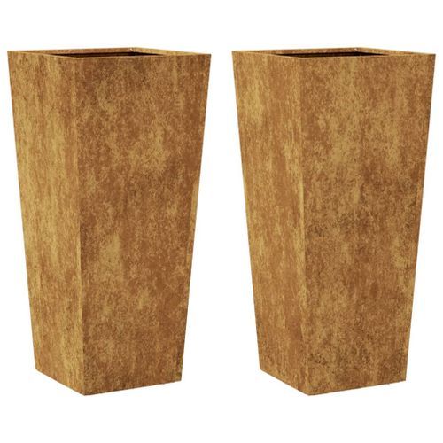 Jardinières 2 pcs 35x35x75 cm acier corten - Photo n°2; ?>