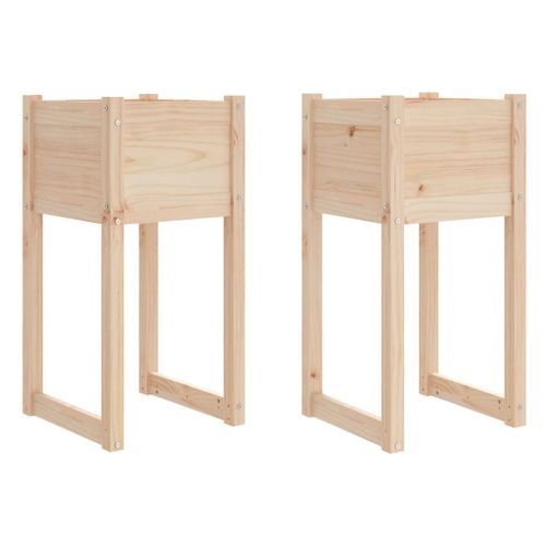 Jardinières 2 pcs 40x40x81 cm Bois massif de pin - Photo n°2; ?>