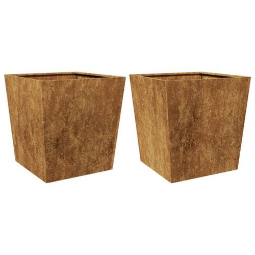 Jardinières 2 pcs 50x50x50 cm acier corten - Photo n°2; ?>