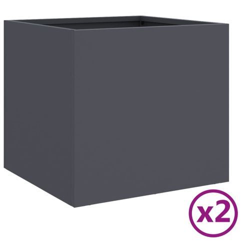 Jardinières 2 pcs anthracite 32x30x29 cm acier laminé à froid - Photo n°2; ?>