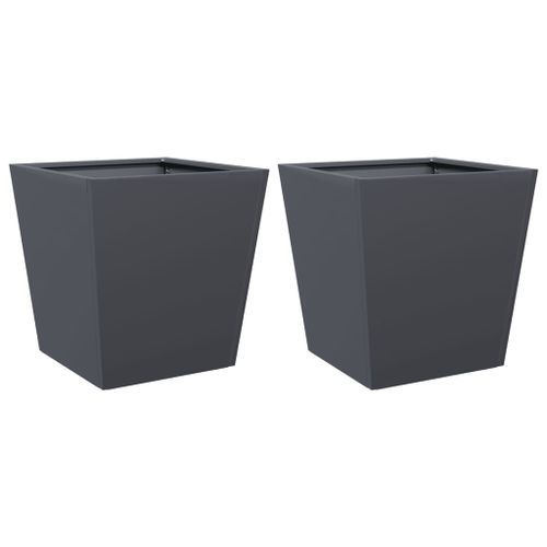 Jardinières 2 pcs anthracite 40x40x40 cm acier - Photo n°2; ?>