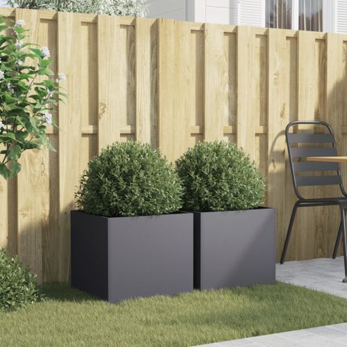 Jardinières 2 pcs anthracite 42x40x39 cm acier laminé à froid - Photo n°3; ?>