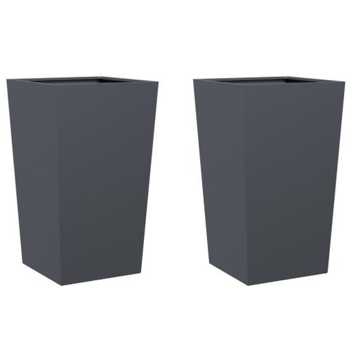 Jardinières 2 pcs anthracite 45x45x75 cm acier - Photo n°2; ?>