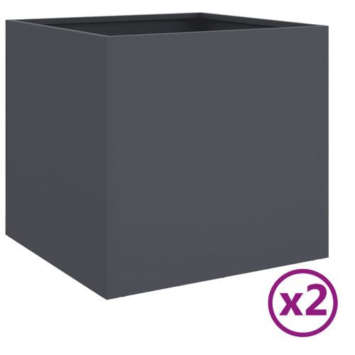 Jardinières 2 pcs anthracite 49x47x46 cm acier laminé à froid - Photo n°2; ?>