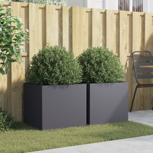 Jardinières 2 pcs anthracite 49x47x46 cm acier laminé à froid - Photo n°3; ?>