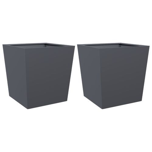 Jardinières 2 pcs anthracite 50x50x50 cm acier - Photo n°2; ?>