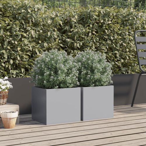 Jardinières 2 pcs argenté 32x30x29 cm acier galvanisé - Photo n°3; ?>