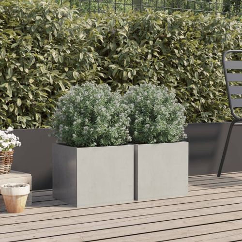 Jardinières 2 pcs argenté 32x30x29 cm acier inoxydable - Photo n°3; ?>