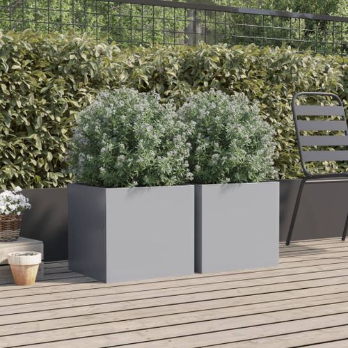 Jardinières 2 pcs argenté 42x40x39 cm acier galvanisé - Photo n°3; ?>