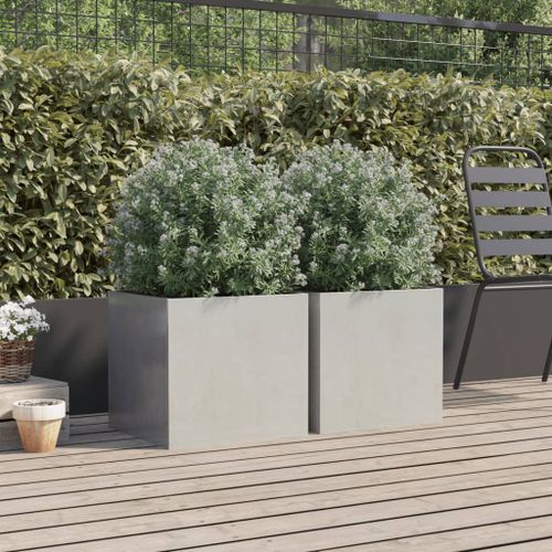 Jardinières 2 pcs argenté 42x40x39 cm acier inoxydable - Photo n°3; ?>