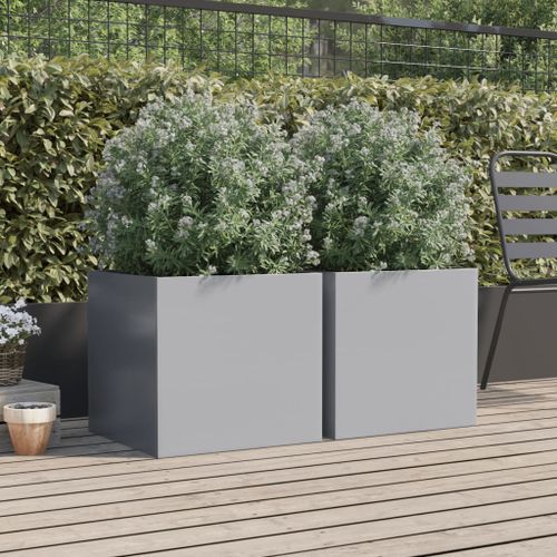 Jardinières 2 pcs argenté 49x47x46 cm acier galvanisé - Photo n°3; ?>