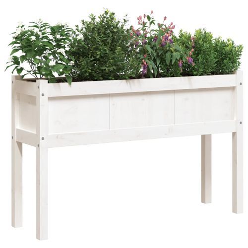 Jardinières 2 pcs avec pieds blanc bois de pin massif - Photo n°3; ?>